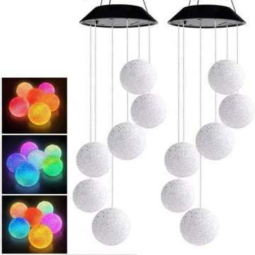 Factory Vente chaude Couleur changeant de décoration extérieure Solar Crystal Ball Balle Carillon LED Vent mobile Vent Vent à vent solaire